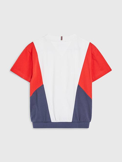 Tommy Hilfiger Colour-Blocked Organic Pamut Knit Póló Lány Kék | TH821DMC