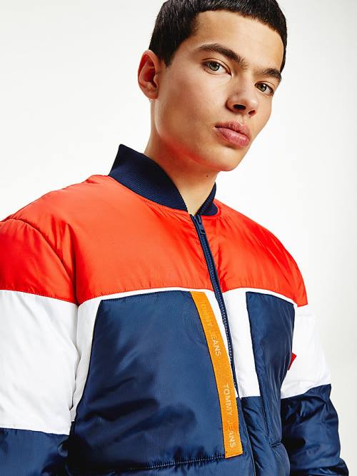 Tommy Hilfiger Colour-Blocked Padded Bomber Kabát Férfi Kék | TH197BQG