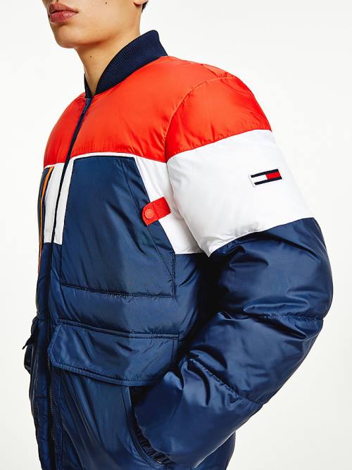 Tommy Hilfiger Colour-Blocked Padded Bomber Kabát Férfi Kék | TH197BQG