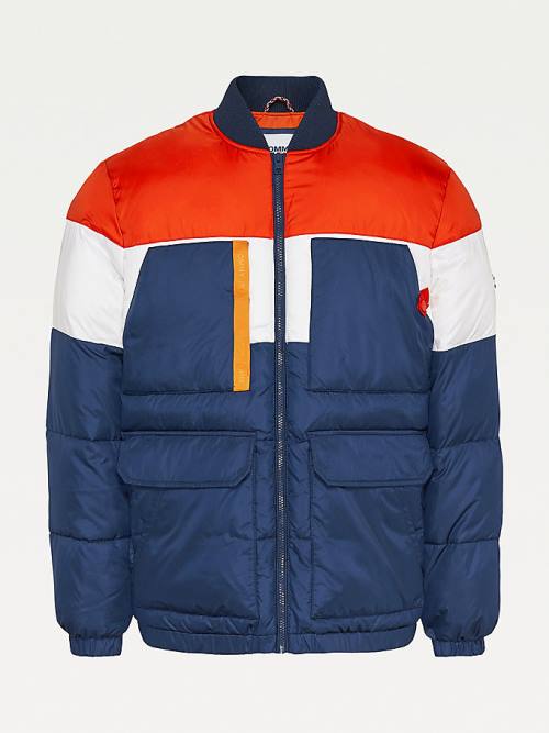 Tommy Hilfiger Colour-Blocked Padded Bomber Kabát Férfi Kék | TH197BQG