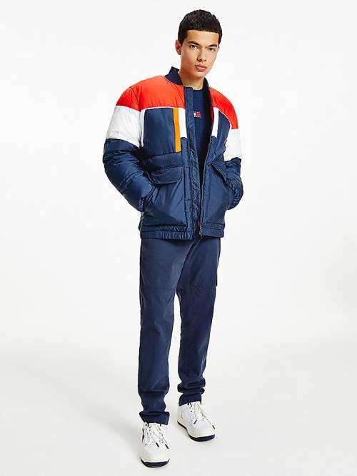 Tommy Hilfiger Colour-Blocked Padded Bomber Kabát Férfi Kék | TH197BQG