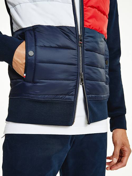 Tommy Hilfiger Colour-Blocked Padded Zip-Thru Kapucnis Pulóver Férfi Kék | TH784EHI