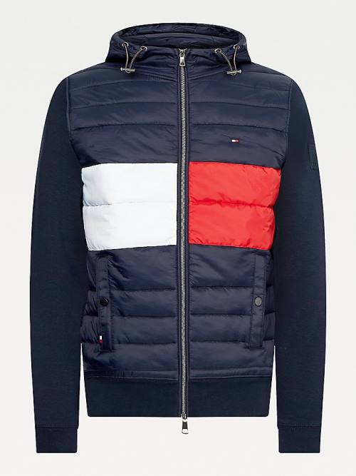 Tommy Hilfiger Colour-Blocked Padded Zip-Thru Kapucnis Pulóver Férfi Kék | TH784EHI