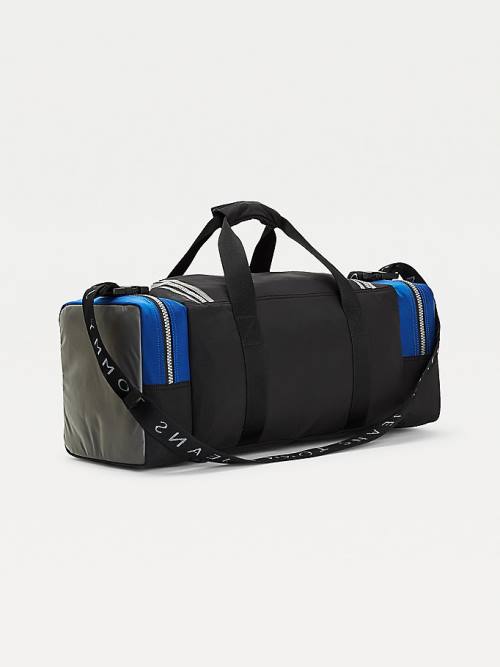 Tommy Hilfiger Colour-Blocked Recycled Nylon Duffle Táska Férfi Fekete | TH208RUG