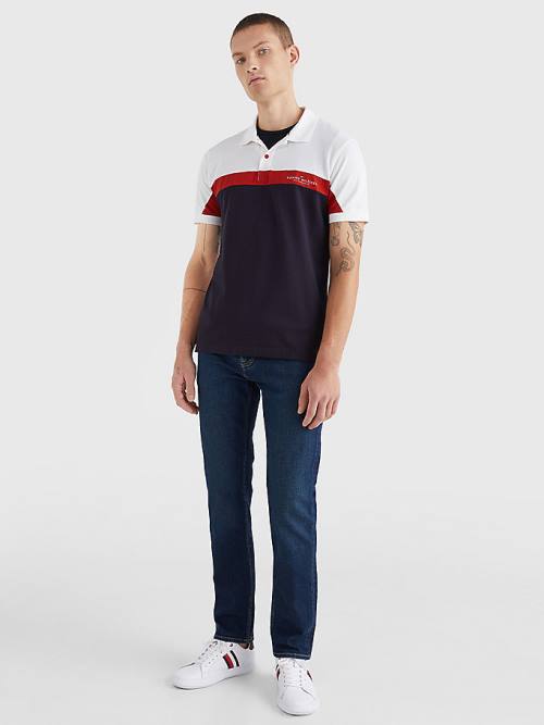 Tommy Hilfiger Colour-Blocked Regular Fit Póló Férfi Kék | TH487OQU