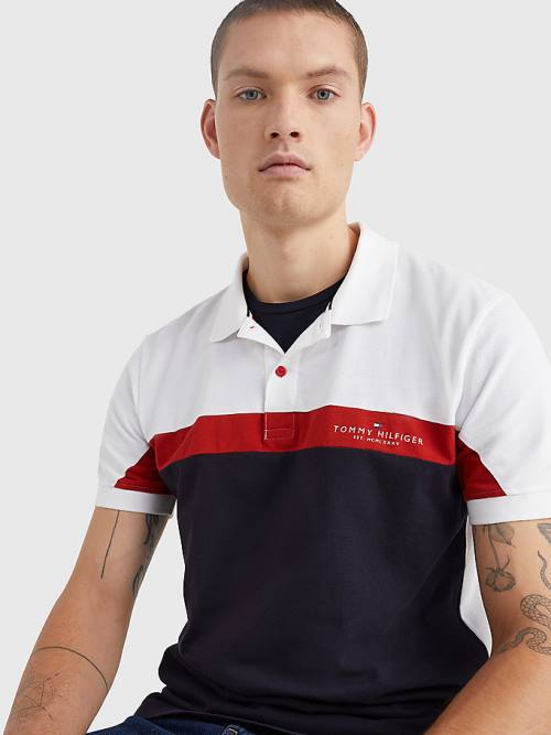 Tommy Hilfiger Colour-Blocked Regular Fit Póló Férfi Kék | TH487OQU