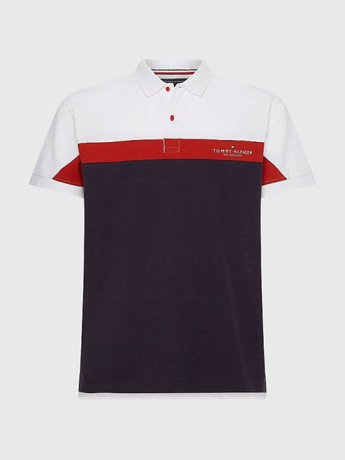 Tommy Hilfiger Colour-Blocked Regular Fit Póló Férfi Kék | TH487OQU