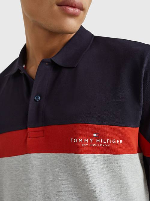 Tommy Hilfiger Colour-Blocked Regular Fit Póló Férfi Szürke | TH924MYE