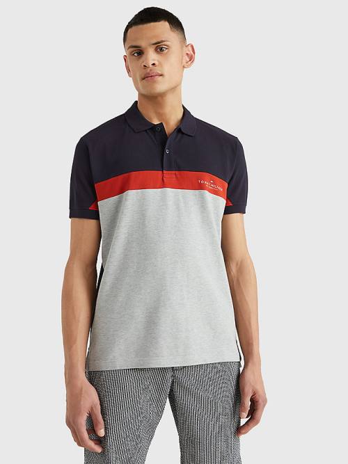 Tommy Hilfiger Colour-Blocked Regular Fit Póló Férfi Szürke | TH924MYE