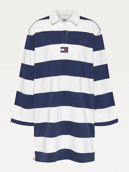 Tommy Hilfiger Colour-Blocked Rugby Stripe Polo Ruha Női Fehér | TH273BNH