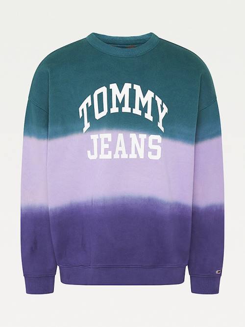 Tommy Hilfiger Colour-Blocked Tie-Dye Crew Neck Pulóver Férfi Lila | TH697AIZ