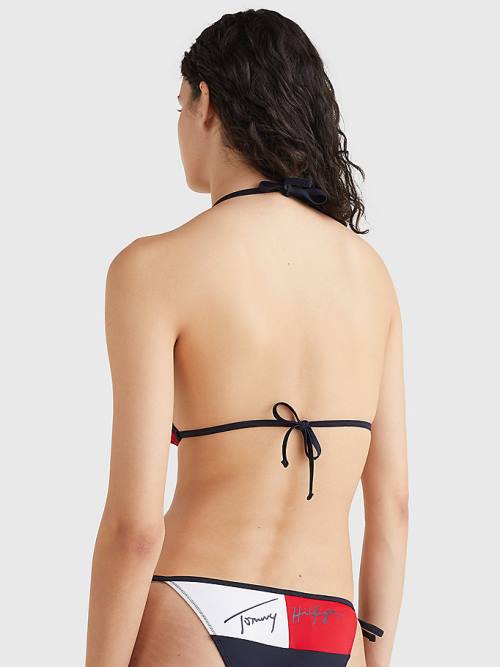 Tommy Hilfiger Colour-Blocked Triangle Bikini Top Fürdőruha Női Kék | TH189JUX