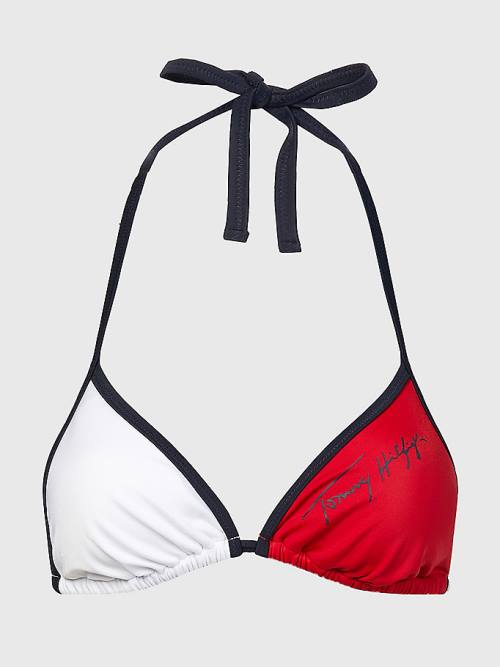 Tommy Hilfiger Colour-Blocked Triangle Bikini Top Fürdőruha Női Kék | TH189JUX