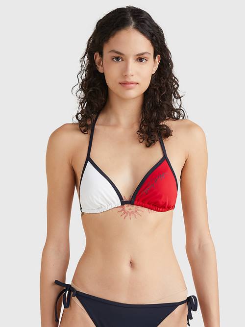 Tommy Hilfiger Colour-Blocked Triangle Bikini Top Fürdőruha Női Kék | TH189JUX