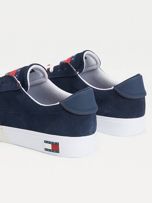 Tommy Hilfiger Colour-Blocked Velúr Low-Top Tornacipő Férfi Kék | TH632HRM