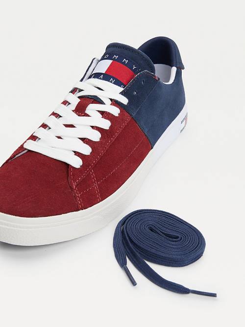 Tommy Hilfiger Colour-Blocked Velúr Low-Top Tornacipő Férfi Kék | TH632HRM