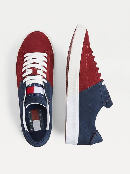 Tommy Hilfiger Colour-Blocked Velúr Low-Top Tornacipő Férfi Kék | TH632HRM