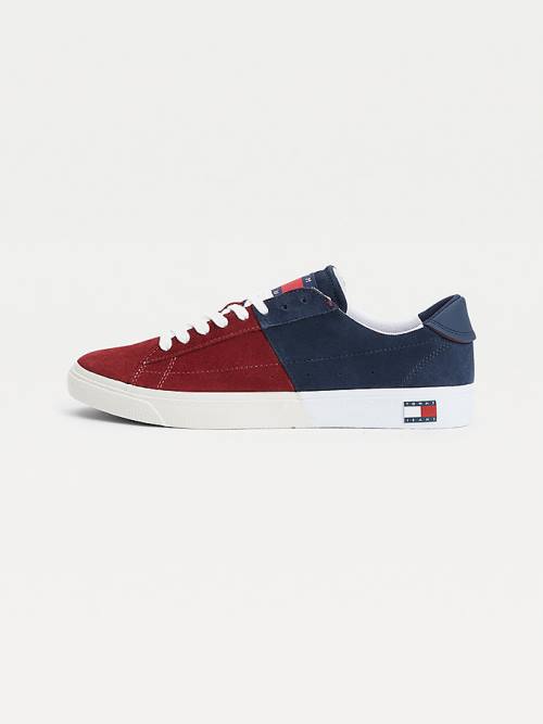 Tommy Hilfiger Colour-Blocked Velúr Low-Top Tornacipő Férfi Kék | TH632HRM