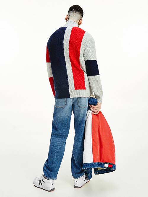 Tommy Hilfiger Colour-Blocked Zip Jumper Pulóverek Férfi Szürke | TH057MDO