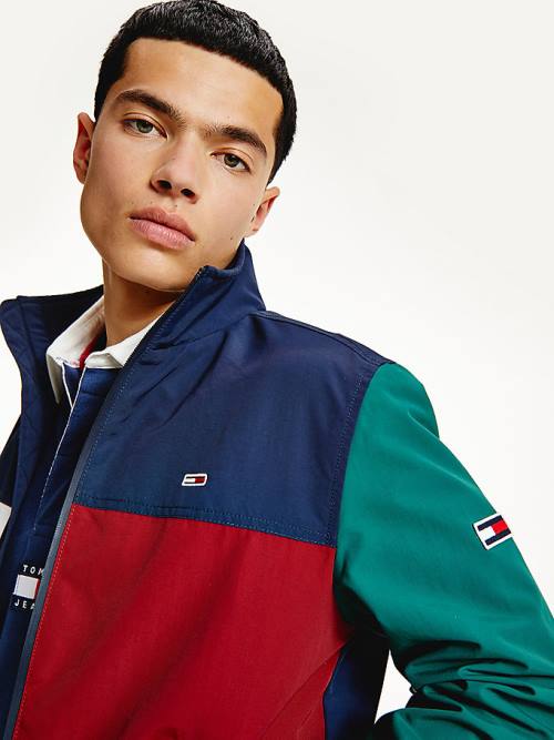 Tommy Hilfiger Colour-Blocked Zip-Thru Kabát Férfi Kék | TH089NHX