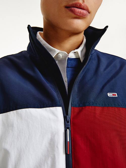 Tommy Hilfiger Colour-Blocked Zip-Thru Kabát Férfi Kék | TH089NHX