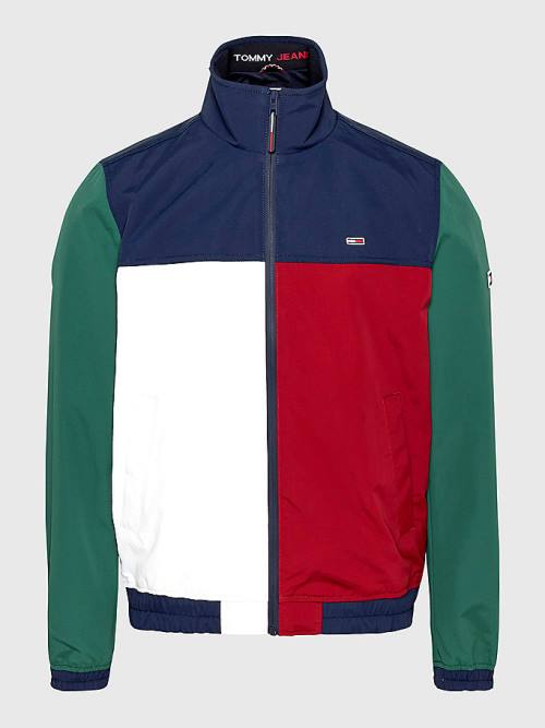 Tommy Hilfiger Colour-Blocked Zip-Thru Kabát Férfi Kék | TH089NHX