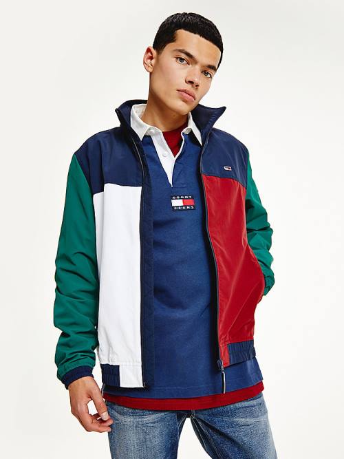 Tommy Hilfiger Colour-Blocked Zip-Thru Kabát Férfi Kék | TH089NHX