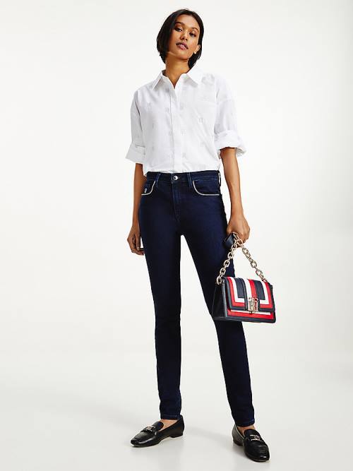 Tommy Hilfiger Como Mid Rise Skinny Monogram Farmer Női Denim | TH659COS