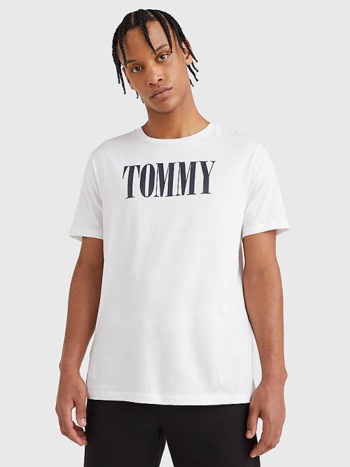 Tommy Hilfiger Contrast Logo Organic Pamut Fürdőruha Férfi Fehér | TH503INT