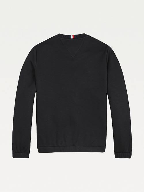 Tommy Hilfiger Contrast Panel Fleece Pulóver Fiú Fekete | TH364HIO