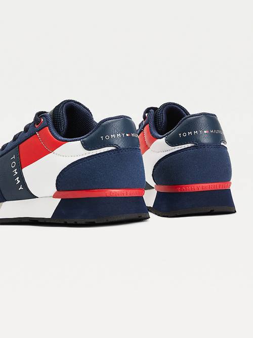 Tommy Hilfiger Contrast Panel Low-Top Csipke-Up Tornacipő Fiú Kék | TH086TDS