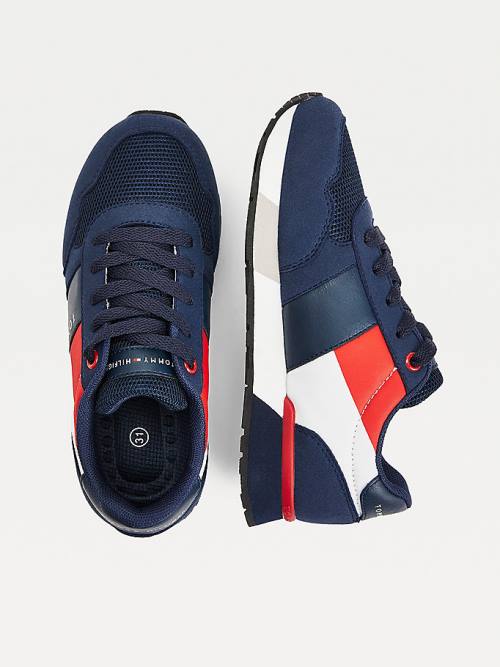 Tommy Hilfiger Contrast Panel Low-Top Csipke-Up Tornacipő Fiú Kék | TH086TDS