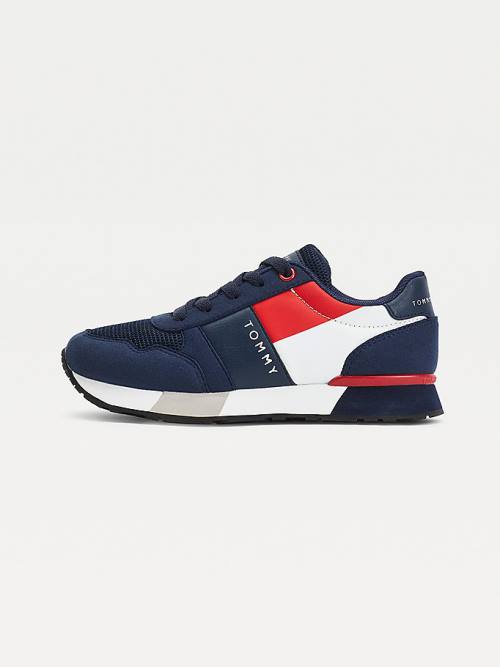 Tommy Hilfiger Contrast Panel Low-Top Csipke-Up Tornacipő Fiú Kék | TH086TDS