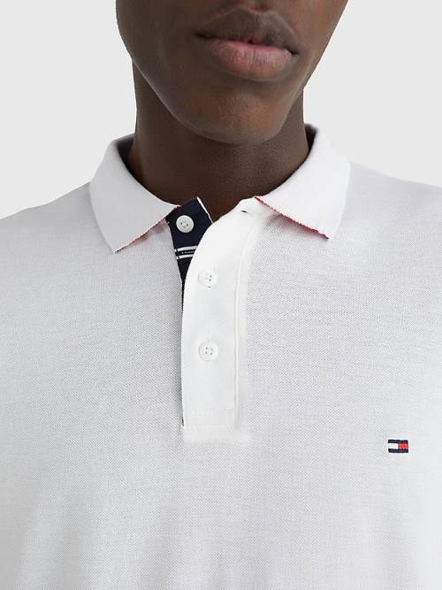 Tommy Hilfiger Contrast Placket Regular Fit Póló Férfi Fehér | TH506NRL