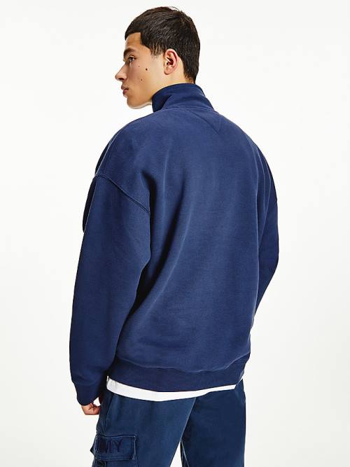 Tommy Hilfiger Contrast Pocket Half-Zip Pulóver Férfi Kék | TH402THY