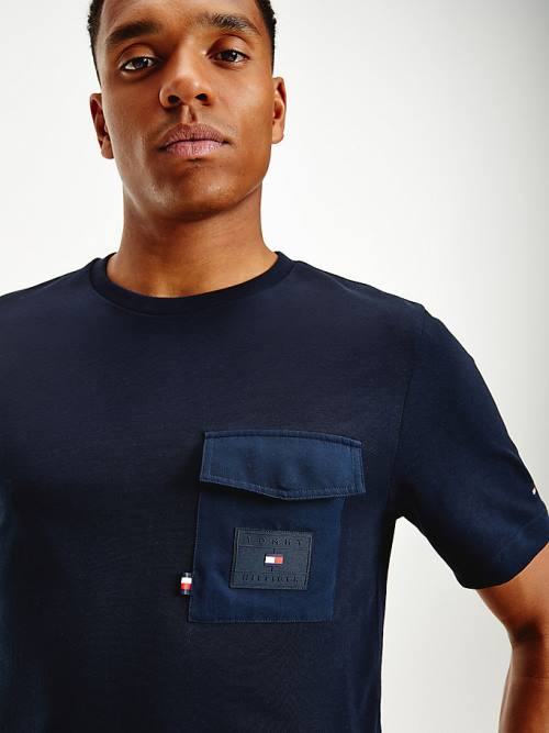 Tommy Hilfiger Contrast Pocket Relaxed Fit Póló Férfi Kék | TH746ZUB