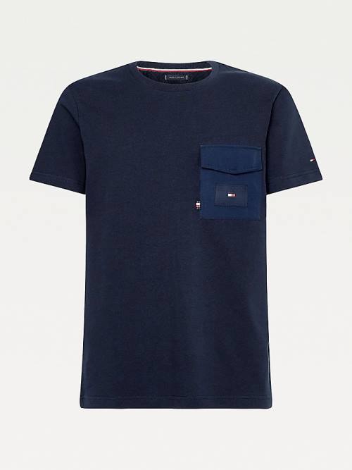 Tommy Hilfiger Contrast Pocket Relaxed Fit Póló Férfi Kék | TH746ZUB