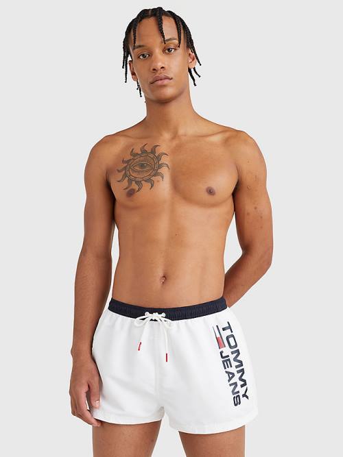 Tommy Hilfiger Contrast Pocket Rövid Length Shorts Fürdőruha Férfi Fehér | TH247HMS