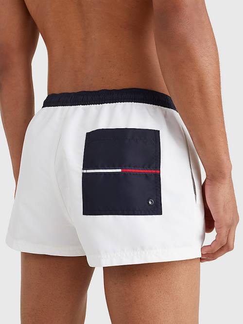 Tommy Hilfiger Contrast Pocket Rövid Length Shorts Fürdőruha Férfi Fehér | TH247HMS