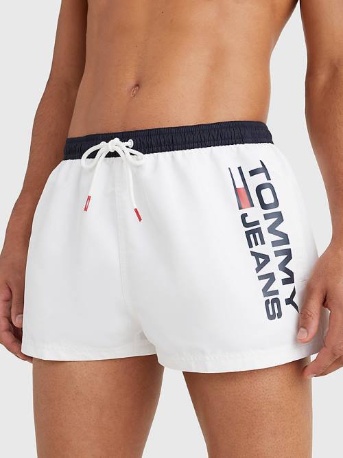 Tommy Hilfiger Contrast Pocket Rövid Length Shorts Fürdőruha Férfi Fehér | TH247HMS