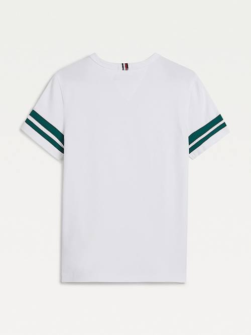 Tommy Hilfiger Contrast Sleeve Póló Fiú Fehér | TH217DQK