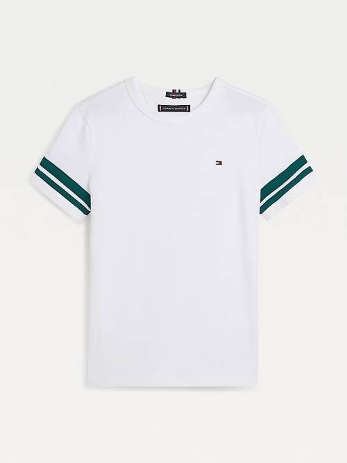 Tommy Hilfiger Contrast Sleeve Póló Fiú Fehér | TH217DQK