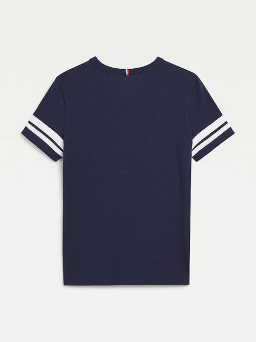 Tommy Hilfiger Contrast Sleeve Póló Fiú Kék | TH938BTV