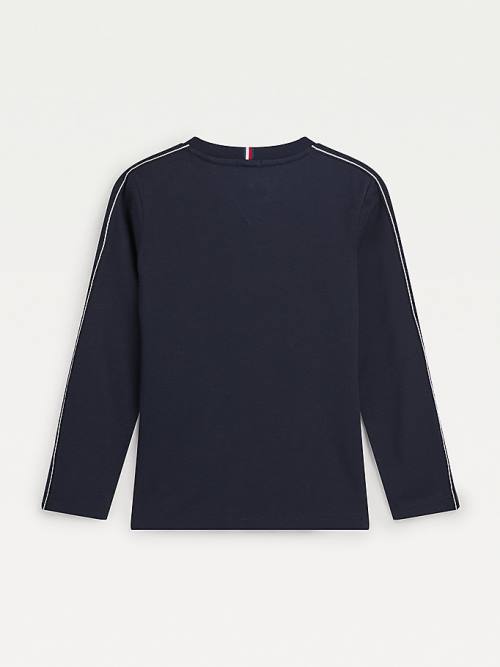 Tommy Hilfiger Contrast Tape Long Sleeve Póló Fiú Kék | TH016YBQ