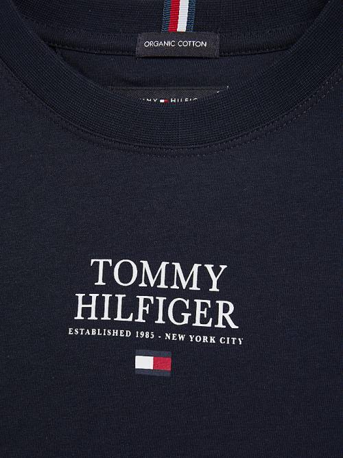 Tommy Hilfiger Contrast Tape Long Sleeve Póló Fiú Kék | TH016YBQ