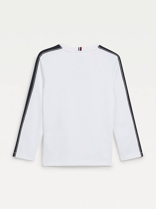 Tommy Hilfiger Contrast Tape Long Sleeve Póló Fiú Fehér | TH017EAJ