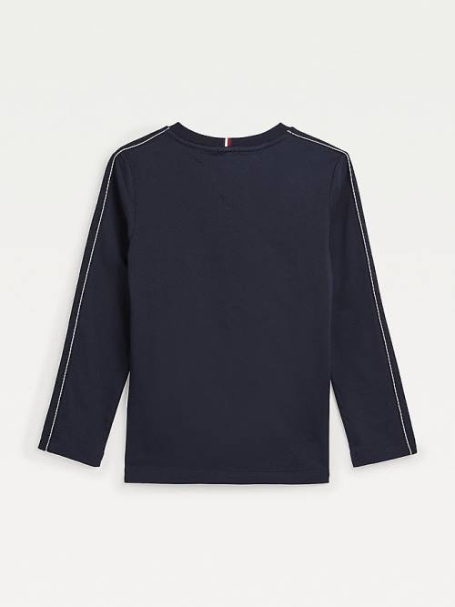 Tommy Hilfiger Contrast Tape Long Sleeve Póló Fiú Kék | TH754VMI