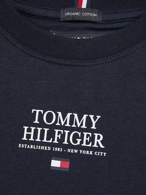 Tommy Hilfiger Contrast Tape Long Sleeve Póló Fiú Kék | TH754VMI