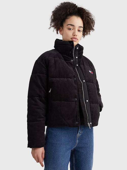 Tommy Hilfiger Corduroy Padded Puffer Kabát Női Fekete | TH195ALD