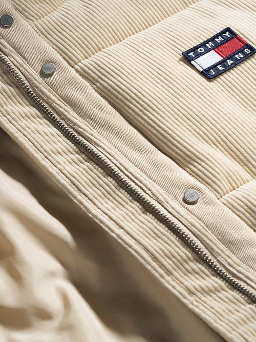 Tommy Hilfiger Corduroy Padded Puffer Kabát Női Bézs | TH470MJA